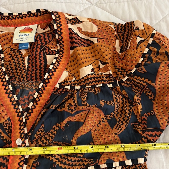 FARM Rio Long Sleeve Print Mini Dress with sash medium - Picture 11 of 16